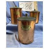 Vtg. Nesting copper canister set needs cleaned.
