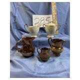 Collection of antique copper lust to wear jugs