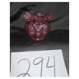 Vtg. Fenton cranberry glass large rose bowl.