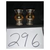 2. 4inch  amber flash glass with gold accents