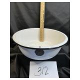 Vtg. Flintstone white enamel, black trimmed