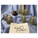 7  Vtg. Armstrong clear glass insulators./ 1