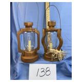 Vtg. Wooden electric lantern. (2)