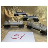 4 Lionel post war era Sunoco tank cars 1948 to