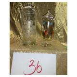 Vtg. Daisy flower etched glass. / Atomic blue.