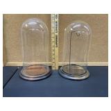 2 GLASS DISPLAY DOMES