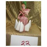 Vtg. KREISS Ceramic pink lady napkin and candle