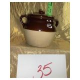 Vtg. MONMOUTH stoneware bean pot with.