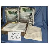 Twin bed, mattress, toppers, and linen  lot