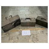 (3) Old metal toolboxes
