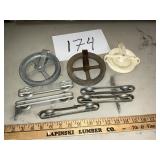 Old-fashioned clothesline pulleys