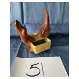 MCM  1950s Hirsch Rover hound ceramic caddy/