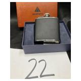 Stainless steel and leather flask