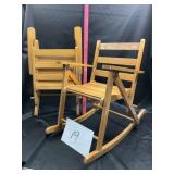 2  foldable, wooden MCM rocking chairs