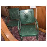 2 Vtg. Metal bunting Basket weave chairs