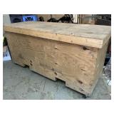 Large, homemade plywood storage chest on casters