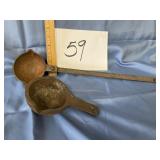 2  cast iron smelting ladles