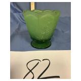 Vtg. Frosted green, compote, octagon shaped multi