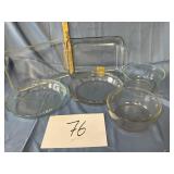 Glass casserole pie and bowl lot