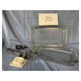 Pyrex baking dishes plus  utensils