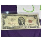 1953 red seal two dollar bill
