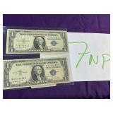 (2) 1935 one dollar silver certificates