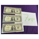 (3) one dollar silver certificate