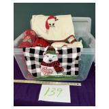 Tote filled with holiday towels