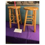 (2) 24 inch wooden stools