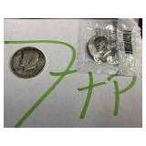 (2) 1964 Kennedy halves