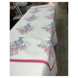 He made quilt 84 x 86 note: linear stain on the