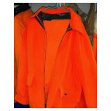 Safety orange hunting coat and pants