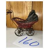 Metalware and wicker decorative carriage