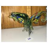 Art glass rooster note: damage to egg