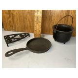 Cast iron and glass lot