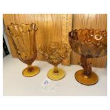 Amber glass lot includes Indiana glass Lotus