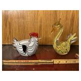 TWO ART GLASS BIRDS