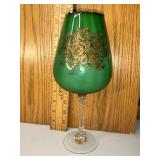 MCM Green Christal with twisted stem and floral