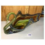 Art glass swan bowl