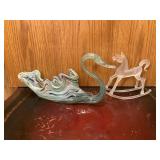 GLASS SWAN AND HORSE