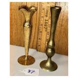 1 brass 1 glass bud vases