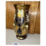 Cobalt blue Gilded style Czech vase