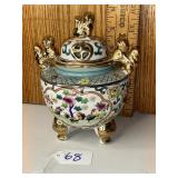 Gilded style porcelain teapot, oriental motif