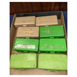Box lot  pistol, reloading, case guards