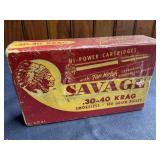Vtg 30-40 Krag savage ammo(Indian head logo)