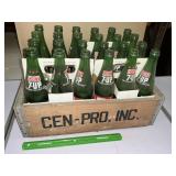 Classic wooden soda crate with old 7-Up bottles