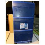 Three drawer storage unit with wheels