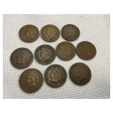 10  Indian head pennies see pics for dates and
