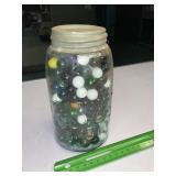 Zinc liquid quart canning jar with Marbles