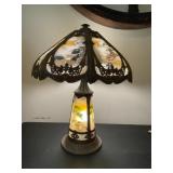 REVERSE PAINTED LAMP (PAINT FLAKING, BULB NEEDS